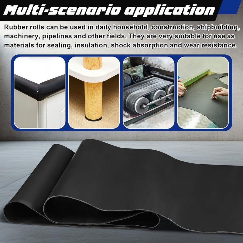 Innconee 1 Pcs Neoprene Rubber Sheets Strip Roll 1/16 Inch /16" W x 118" L Long Wear Resistant Gasket Strip for DIY Gaskets, Mats, Seals, Crafts, Flooring, Black - Image 5